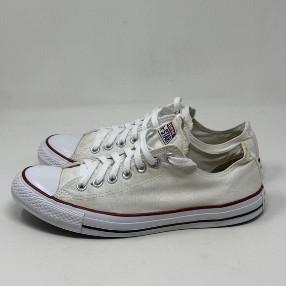 Converse All Star Sneakers Mens 9 White Canvas Low Top Chuck Unisex Shoes - Picture 2 of 16